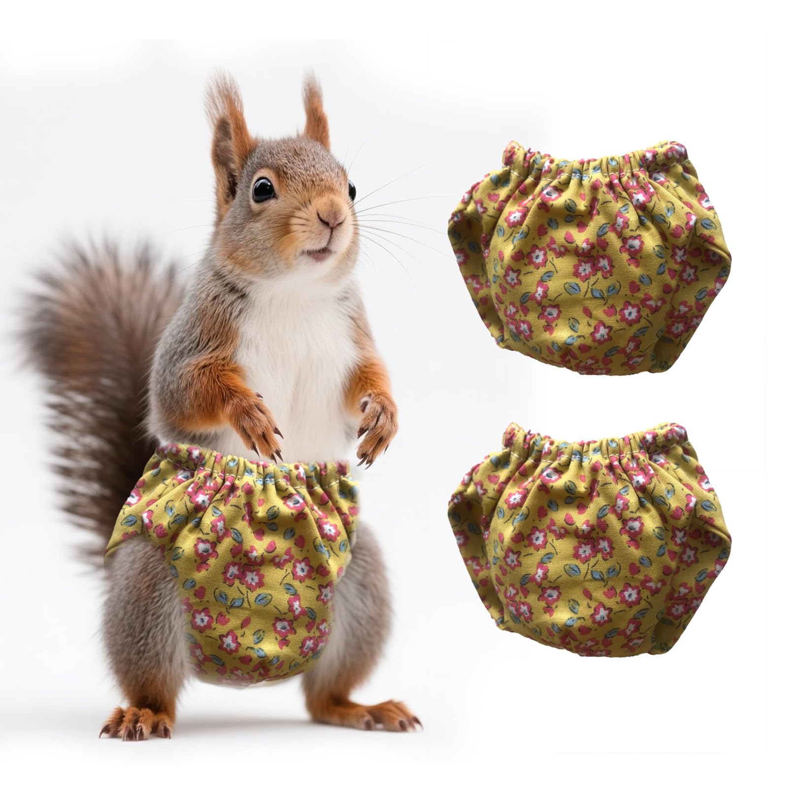 2PCS Small Pet Diapers,Adjustable Sugar Glider Diapers Climbing Diapers,Washable,Specially Designed for Use on Pet Squirrels Small Medium Guinea Pig. (Floral