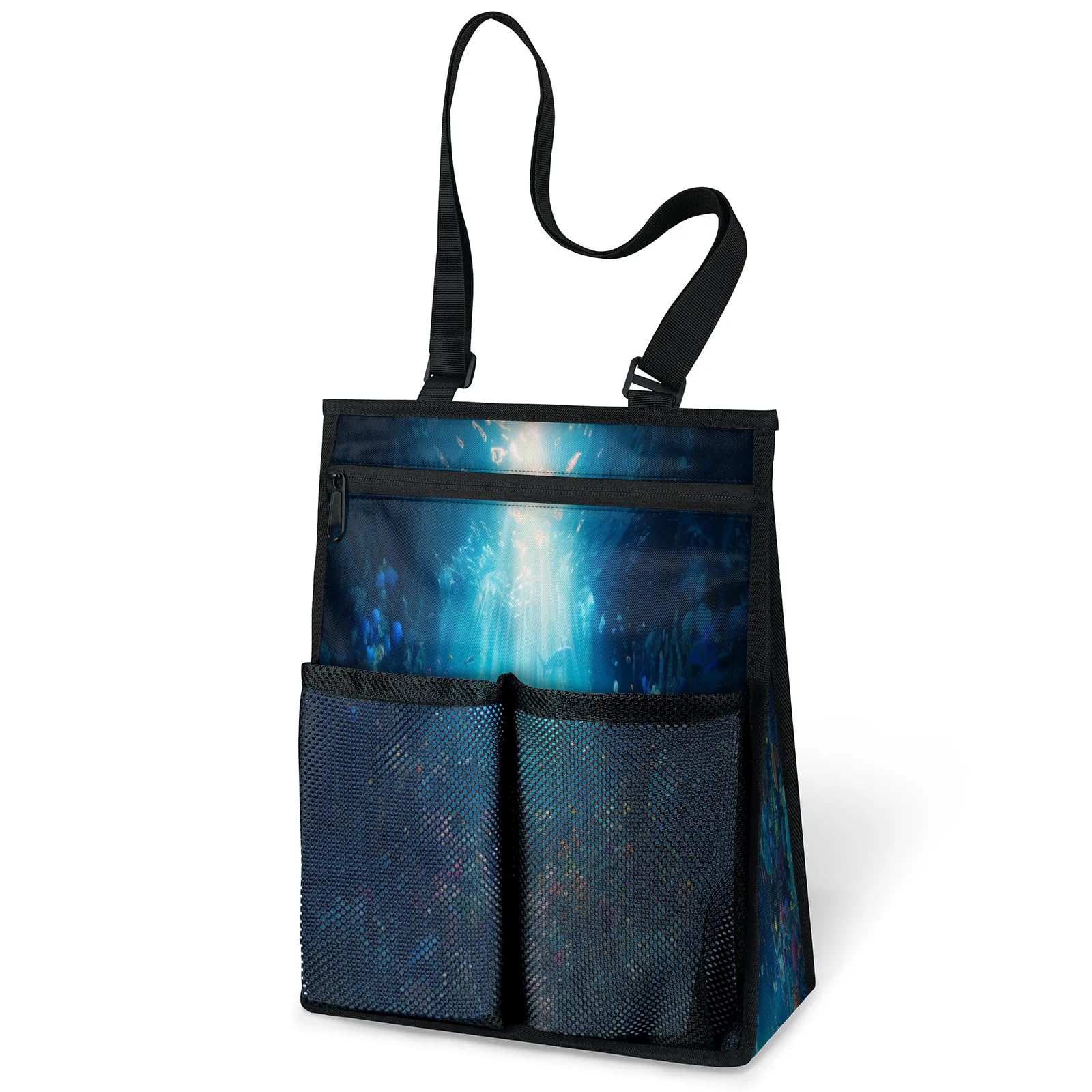 Ourtheme Ocean Underwater Coral Portable Shower Bag for Travel Gym Camp Beach Tote Shower Caddy Bags Hanging Toiletry
