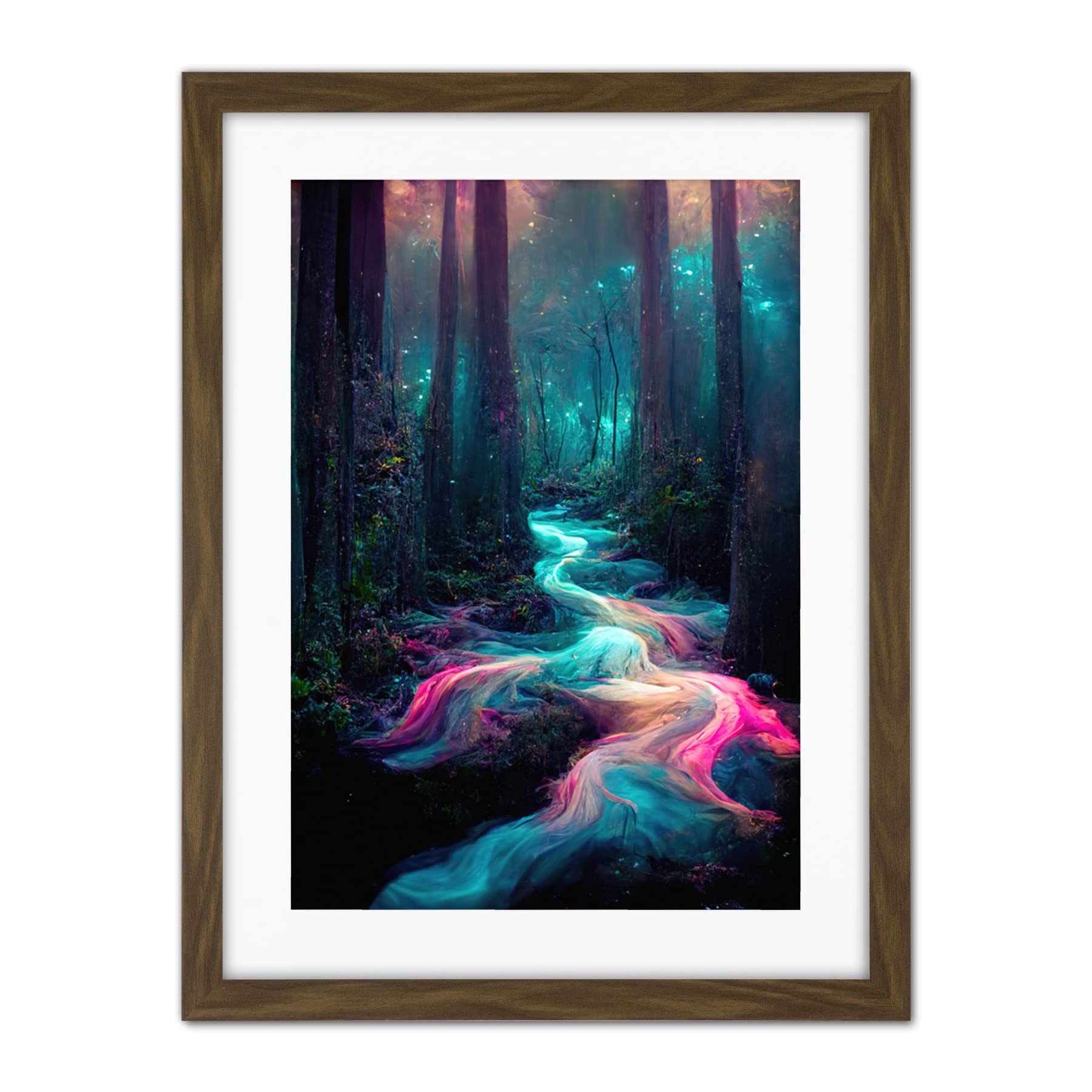 Doppelganger33 LTD The Enchanted Forest Magical Fantasy River Artwork Framed Wall Art Print 18X24 Inch