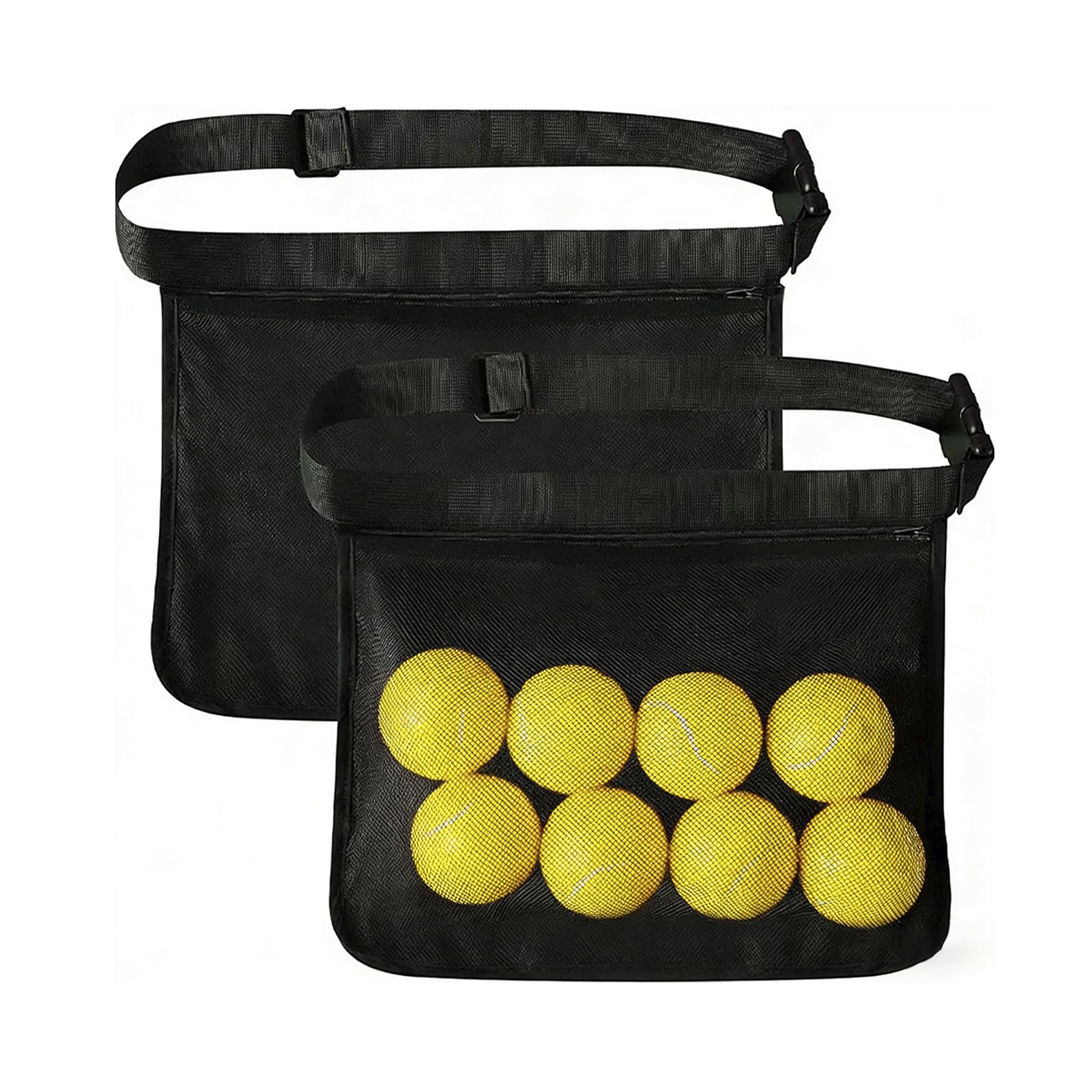 Wihozte 2 Pcs Tennis Ball Holder Adjustable Waist Pouch for Tennis, Adjustable Pickleball Tennis Ball Waist Pouch, Portable Lightweight Ball Holder Storage Bag for Training Running & Hiking