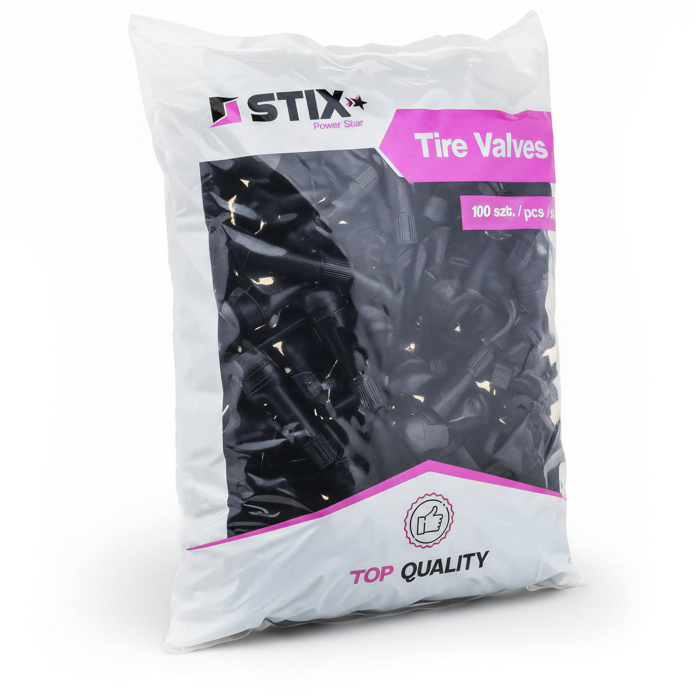STIX TR413 Reifenventile - 1000x Tubeless Ventile, 11,3 mm Felgenloch, 45 mm Höhe, Mit Ventileinsatz & Schutzkappen, Für Alu- & Stahlfelgen, Werkstatt Set