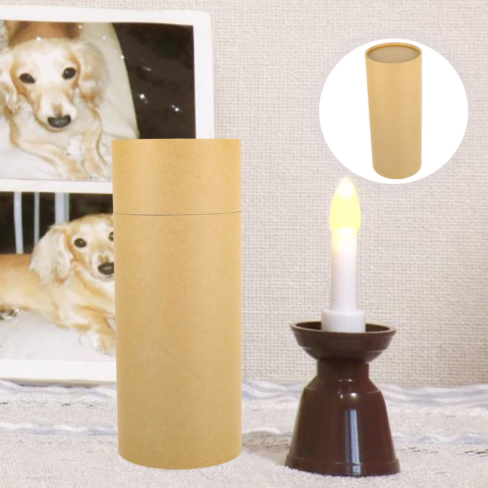 FRCOLOR Urna para Mascotas Biodegradable de Cartón Kraft, Diámetro 10 Cm X 26 Cm, Caja Funeraria para Mascotas, Tubo para Esparcir Cenizas, Urna para Cremación y Memorial de Perros