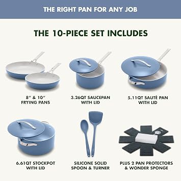GreenPan Nova 10-Piece PFAS-Free Ceramic Nonstick Cookware Set, Ocean Blue