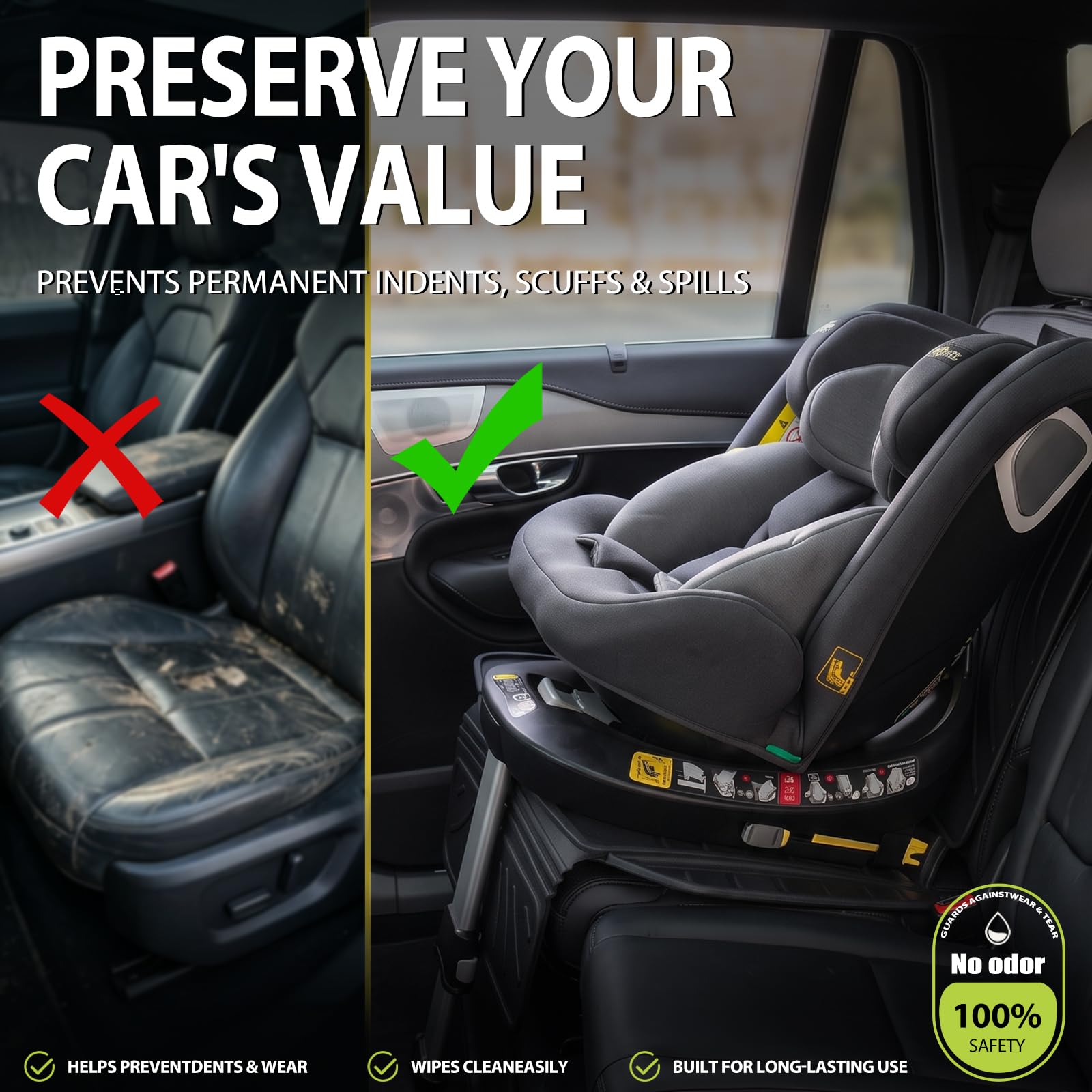 Prosheve TPE Autositzschoner für Kindersitz, wasserdicht, rutschfest, keine Abdrücke, Autositzbezug, universeller Sitzschoner für Baby & Haustier, BPA-frei unter dem Sitz