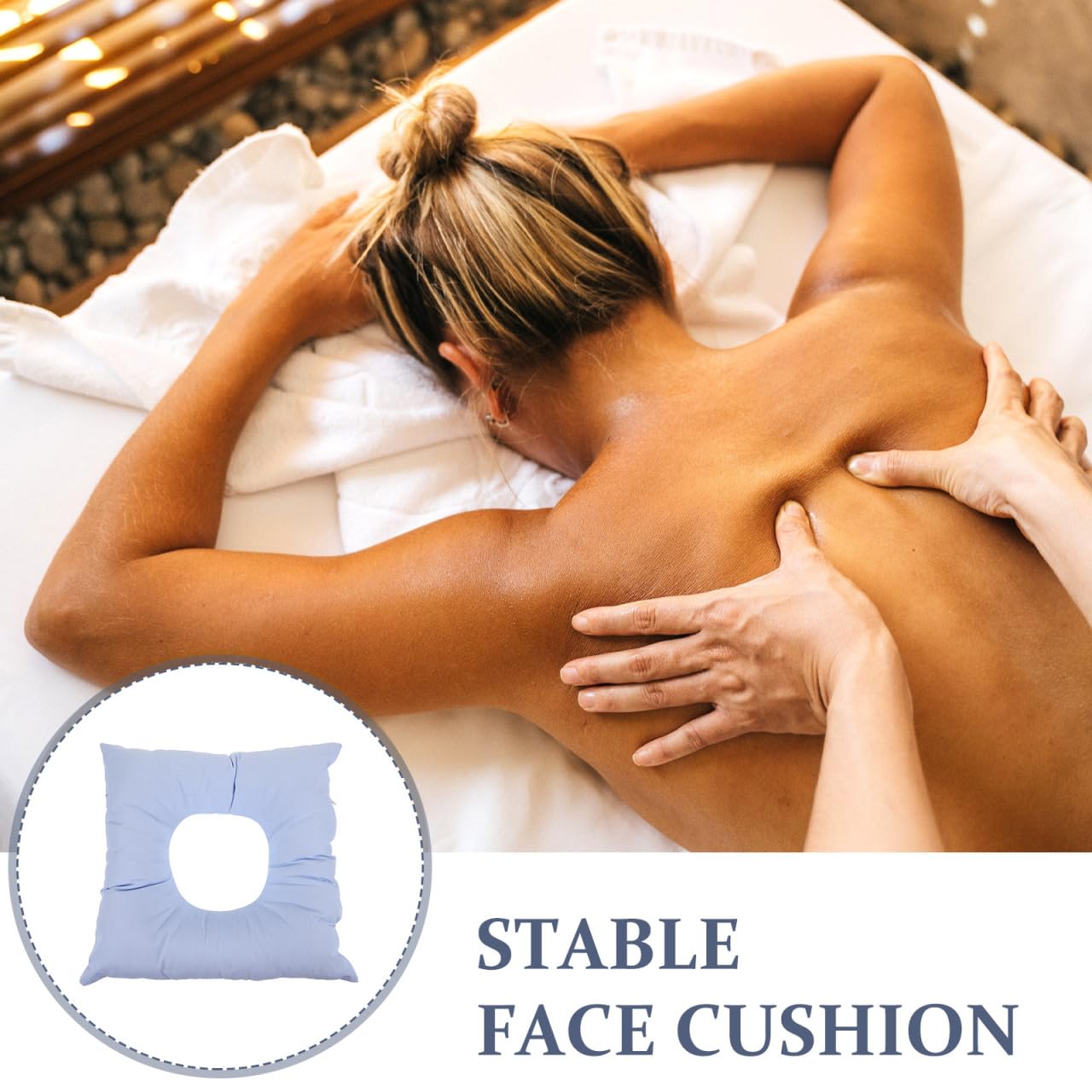 Gatuida Coussin Têtière Table de Massage Coton Confortable pour Salon de Beauté Appui-tête Visage avec Cavité Faciale Design Portable et Bleu