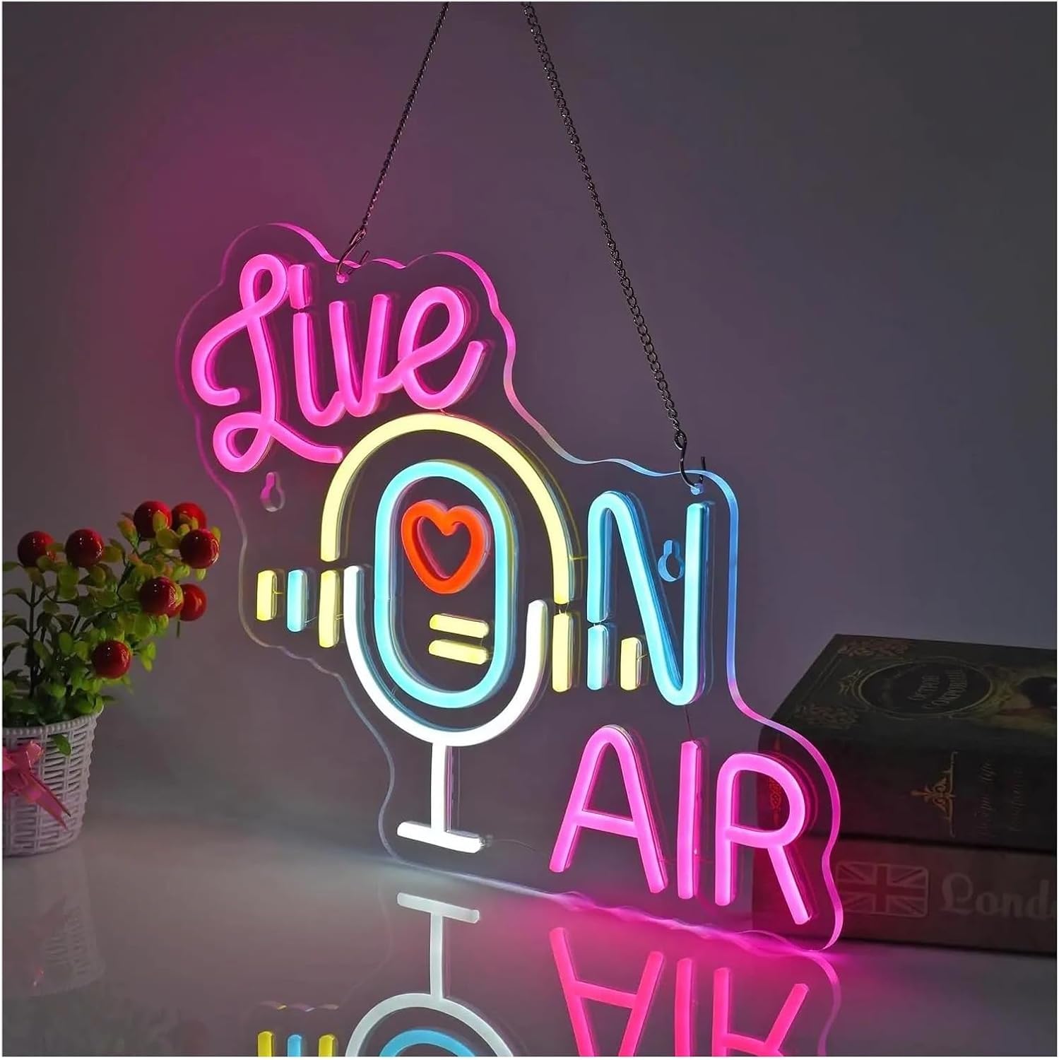 Znak świetlny neonowy do LED, do neonowego znaku, transmisja na żywo, do dekoracji ściennej pokoju gier, 39 cm x 30 cm