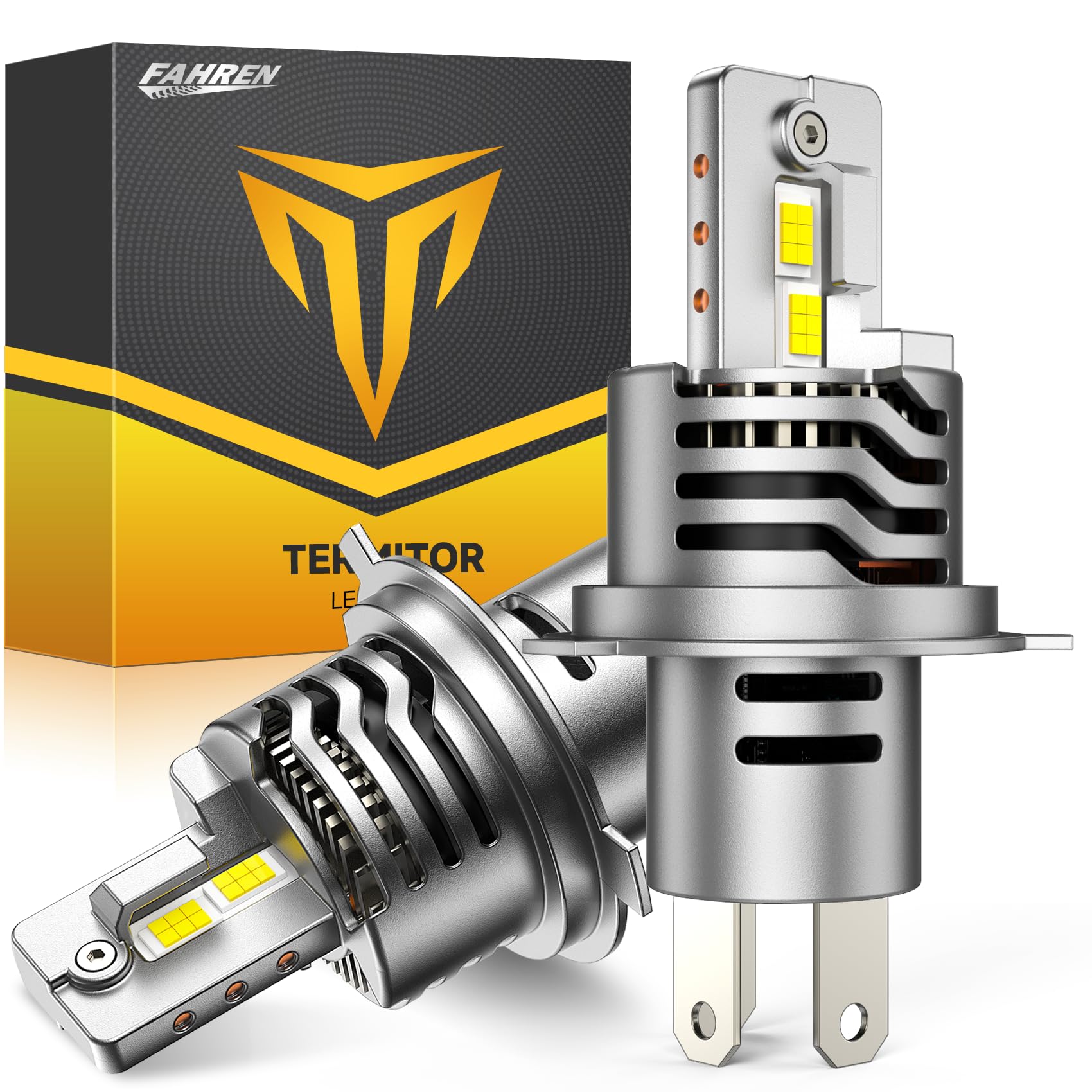 FAHREN H4/9003 Bulbs,90,000LM(1,200%) 12X Brighter 6500K Cool White, 1:1 Mini Size Plug and Play Upgraded HB2 light fog bulb, pack of 2