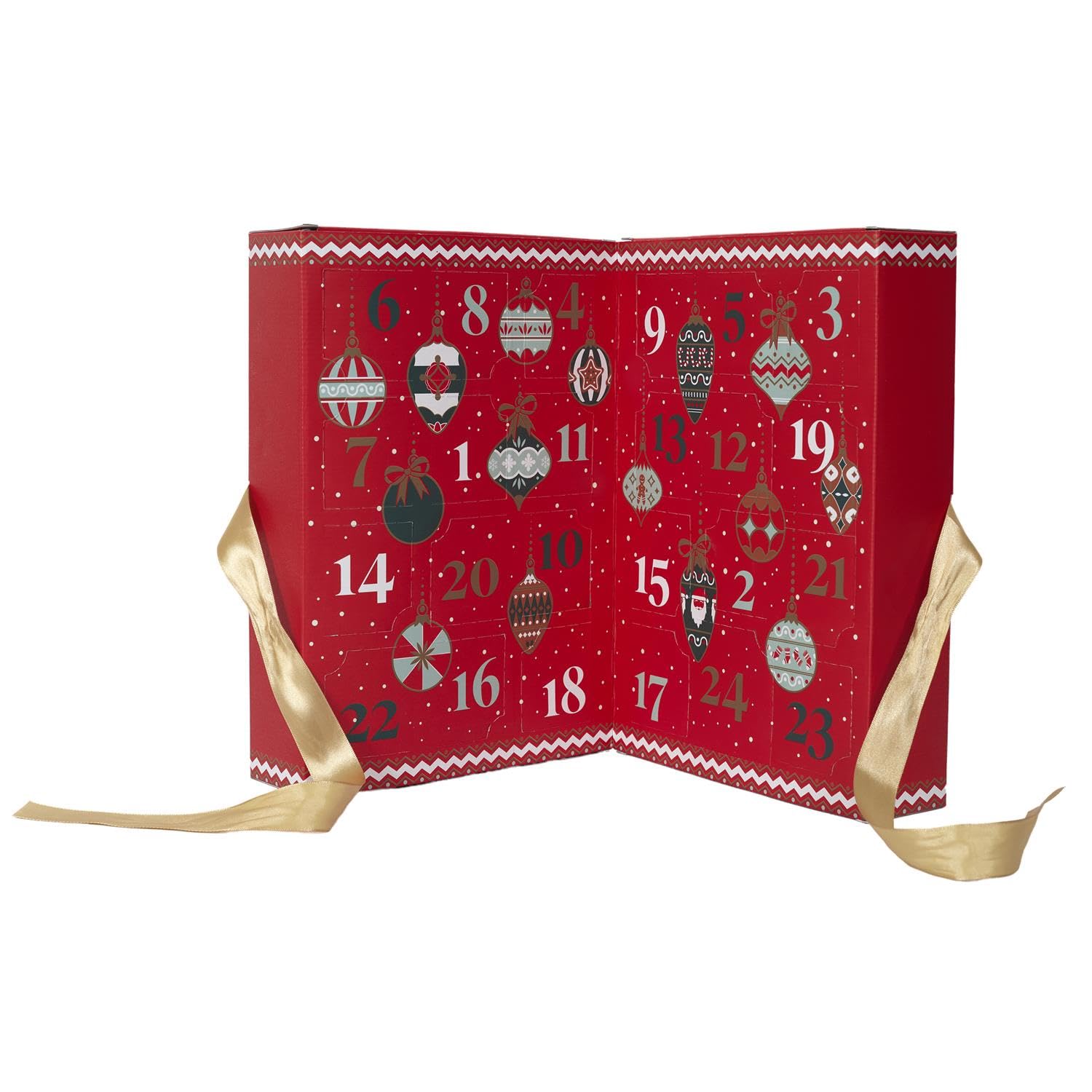 Luxuriöser aufklappbarer Adventskalender mit 24 Duftkerzen – 31 x 22 x 12 cm – Festliche Geschenkverpackung mit goldener Schleife – Rot