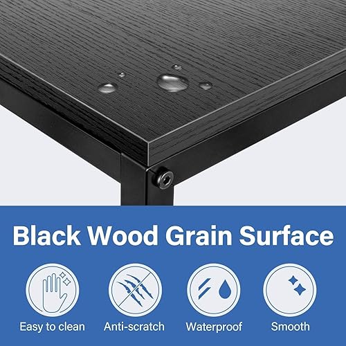 Miniatura 12 de YSSOA Mesa auxiliar para sofá, mesa auxiliar en forma de C para sofá y cama, parte superior de madera dura y marco de metal, mesa de sofá pequeña