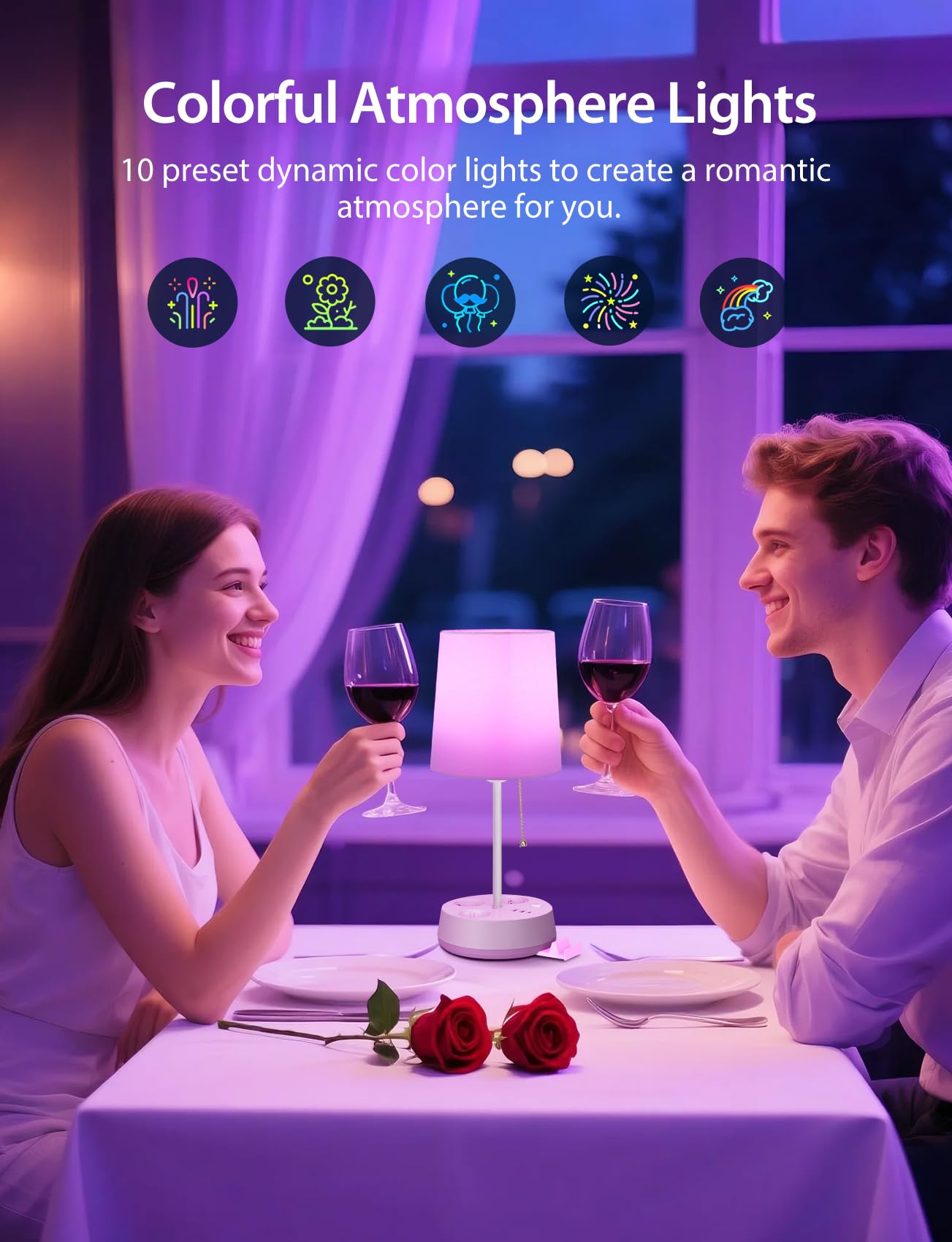 Aigostar- Smarte Tischlampe LED Kompatibel mit Alexa, Bedside Lamp Modern, 2700K-6500K und RGB Dimmbar, mit 3 Steckdosen (Type F), 3 Schnellladeanschlüsse, Fernbedienung und Handyhalterung, Weiß