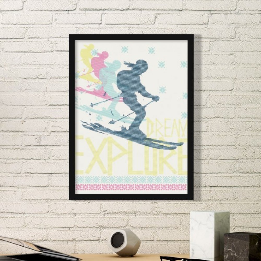 Cadre art peintures estampes de ski décoration murale de qualité