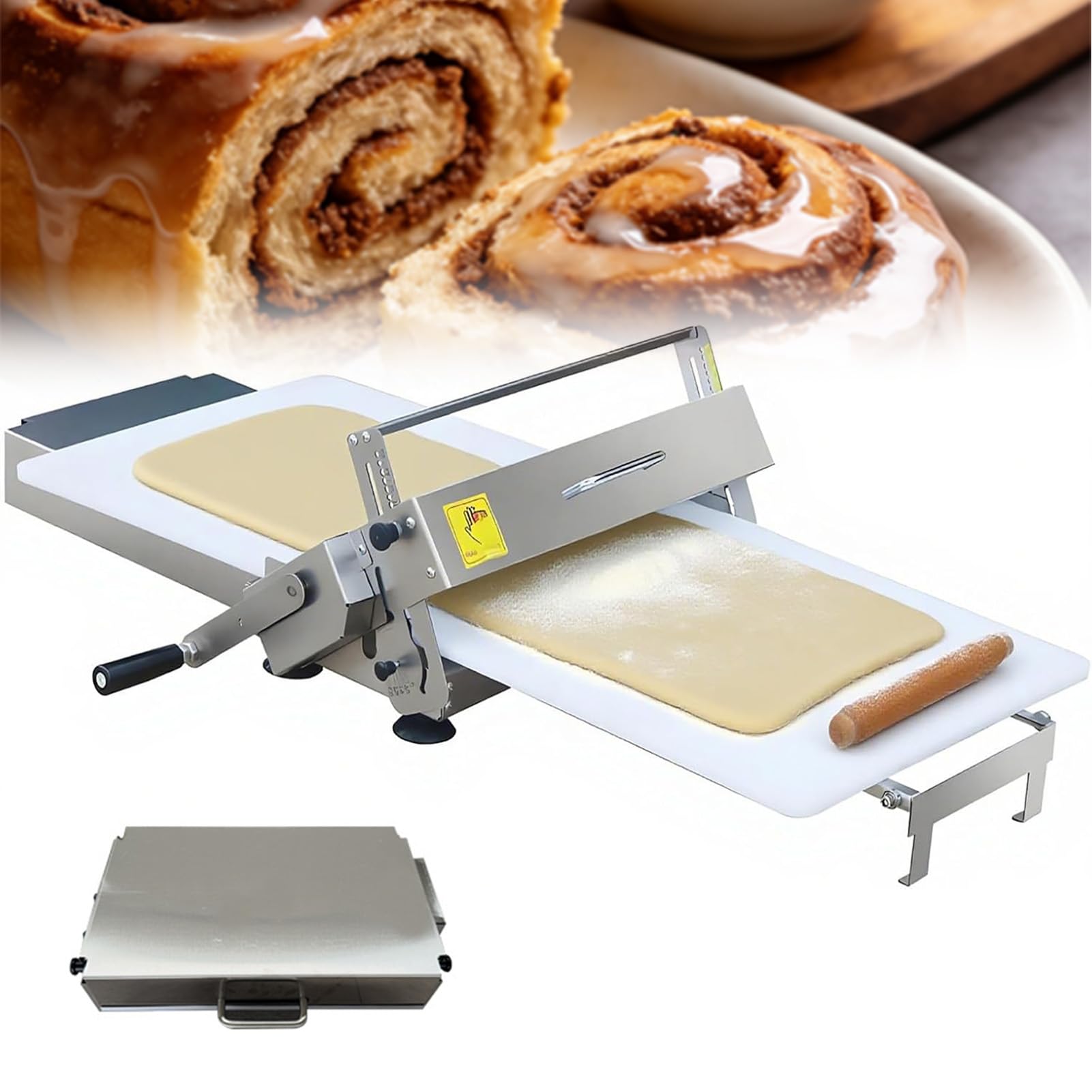Joyfitness Dough Roller Sheeter, Foldable Manual Stainless Steel Pastry Dough Press Machine, 0-27mm Thickness Control, 30x60cm/40x90cm Press Board, For Home Commercial Bakery