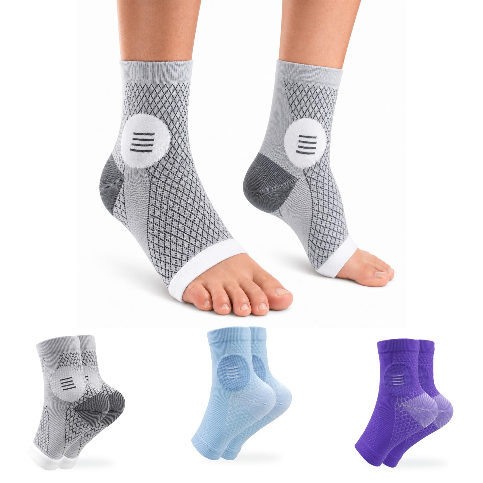 3 Pairs Neuropathy Socks for Women and Men, Toeless Compression Socks