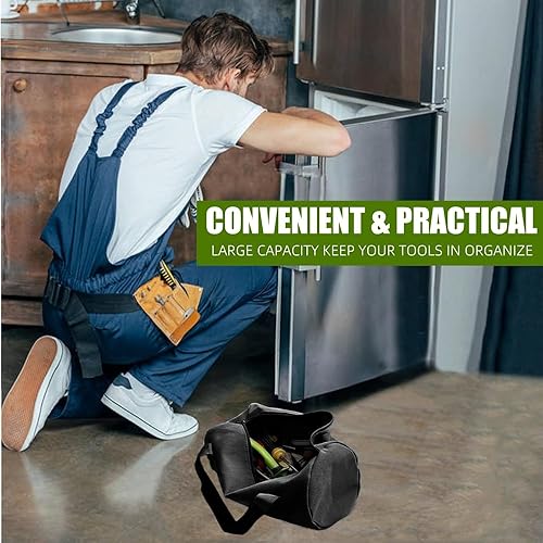 Miniatura 10 de BLIRITEL Bolsa de herramientas pequeña de 12 pulgadas para hombres, bolsa de herramientas de boca ancha de gran capacidad, bolsa de almacenamiento