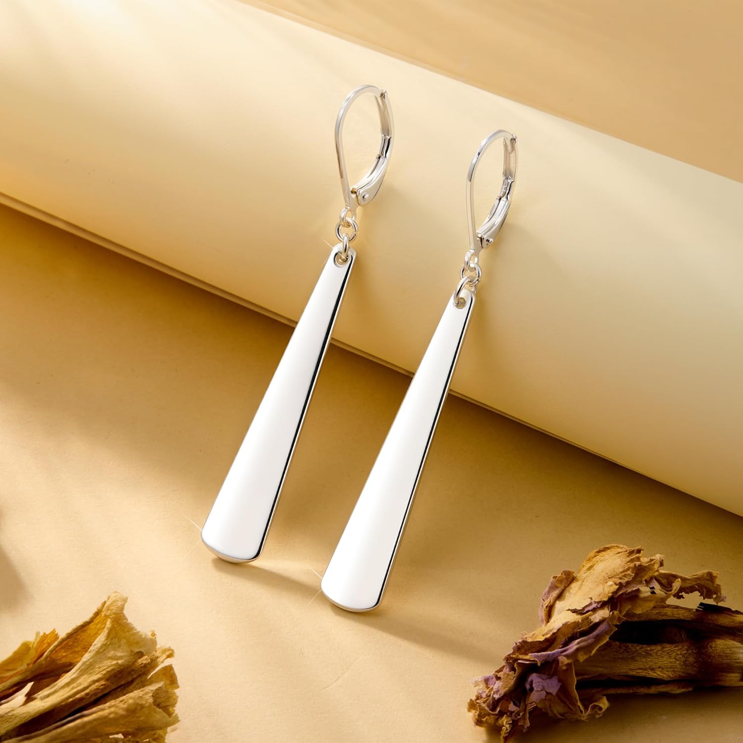 ALEXCRAFT Sterling Silver Long Dangle Earrings for Women 14k Gold Plated Leverback Earrings Trendy Silver Hypoallergenic Lightweight Drop Earings for Women Jewelry Gifts - Image 3