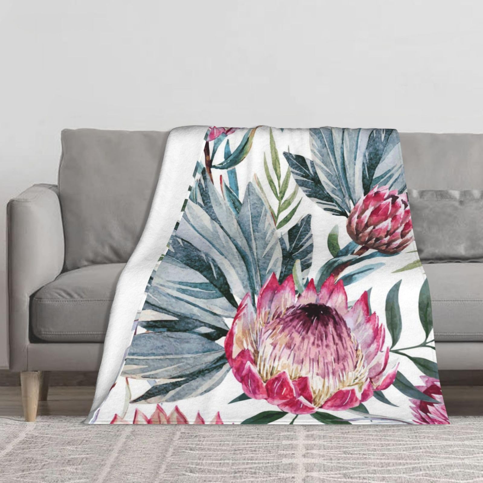 Couverture de canapé motif protea en flanelle épaisse 150x130cm