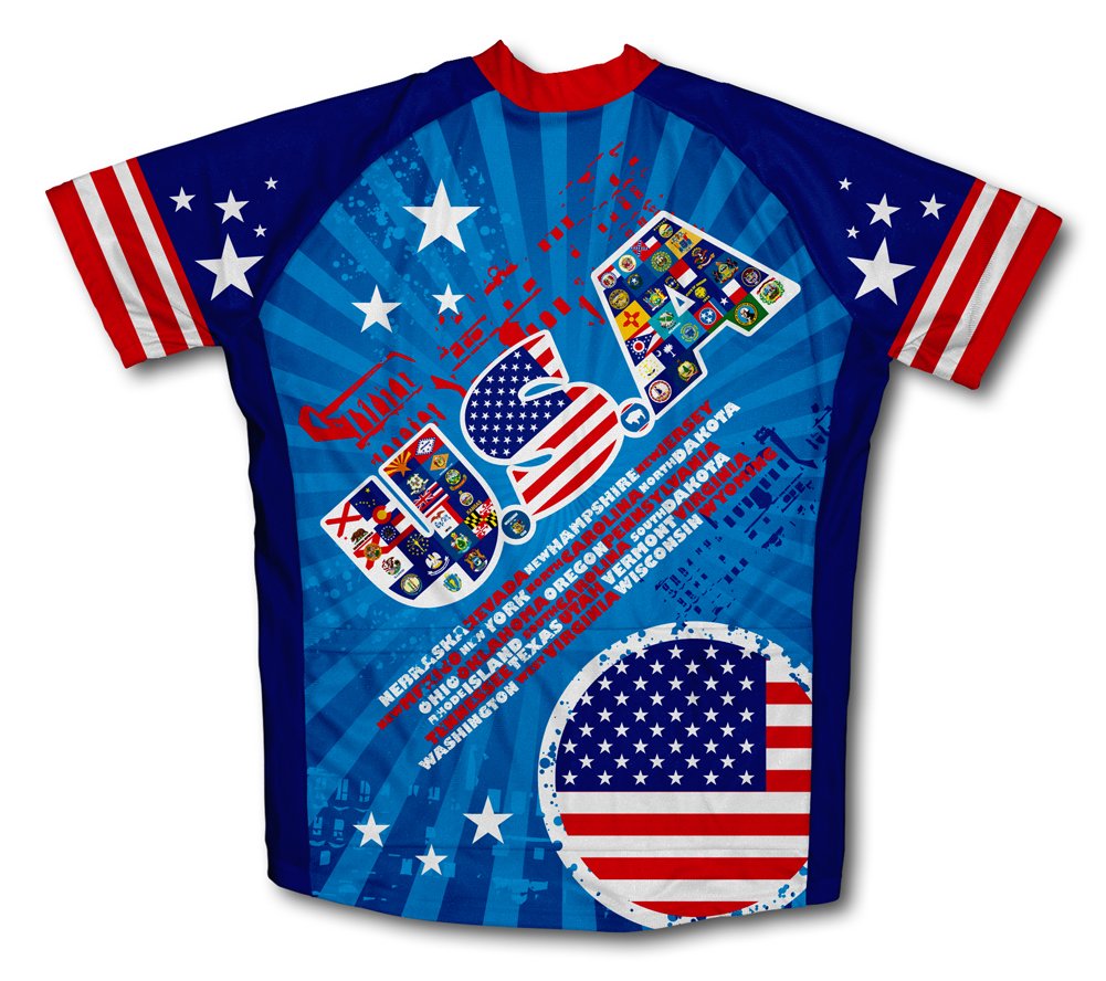 ScudoPro USA All State Flags Short Sleeve Cycling Jersey for Youth - Size M