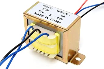 JCM 120V to 12V Transformer 12V-0-12V Center Tap 5 Amp, 110V/220V AC