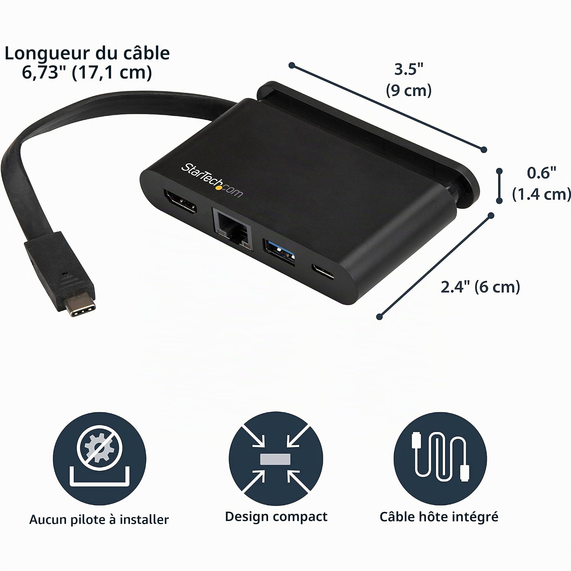 StarTech.com Adaptateur multiport AV numérique USB-C avec Power Delivery jusqu'à 100 W (DKT30CHCPD)