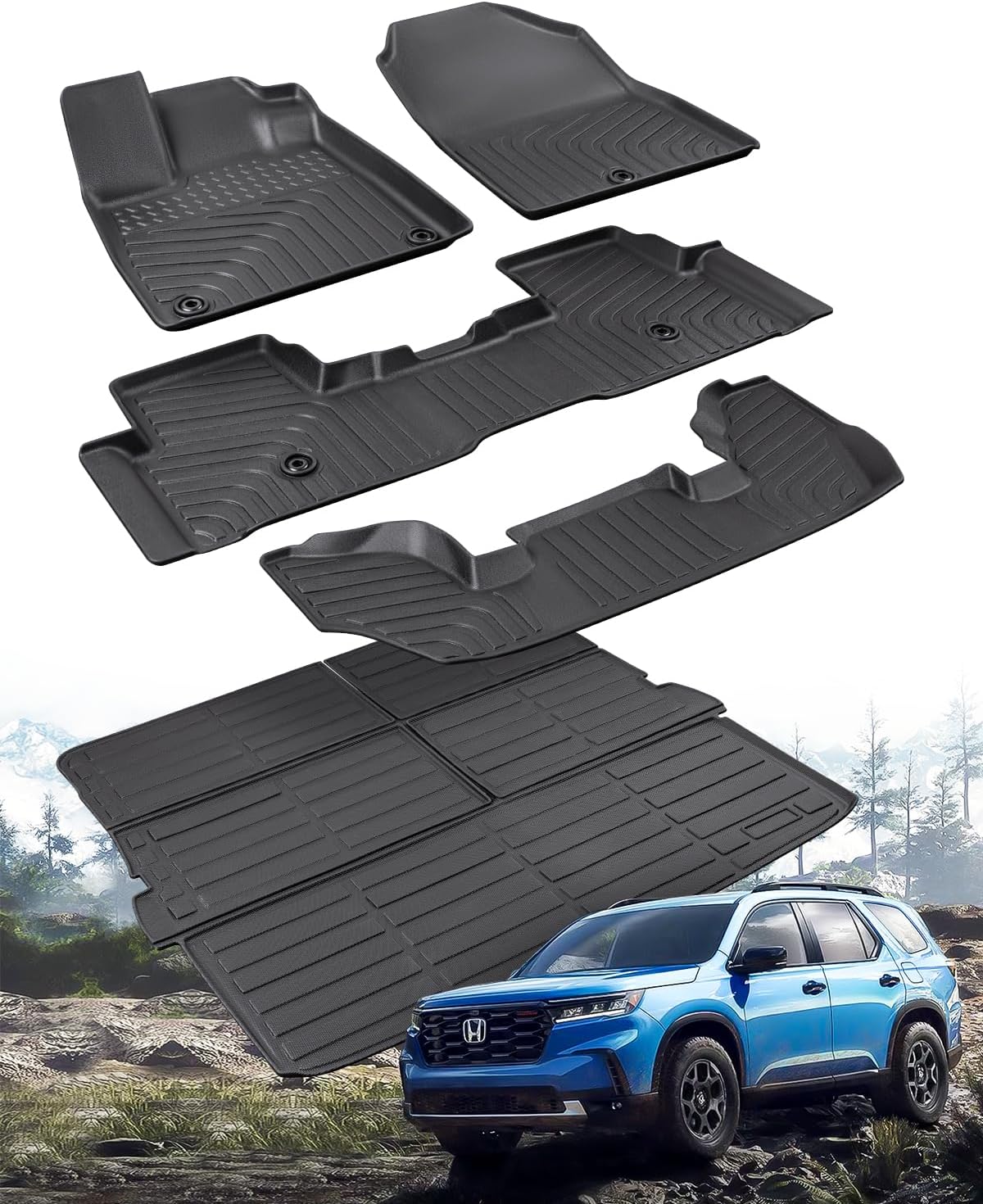 CreeKT 2023 2024 for Honda Pilot Floor Mats, for Honda