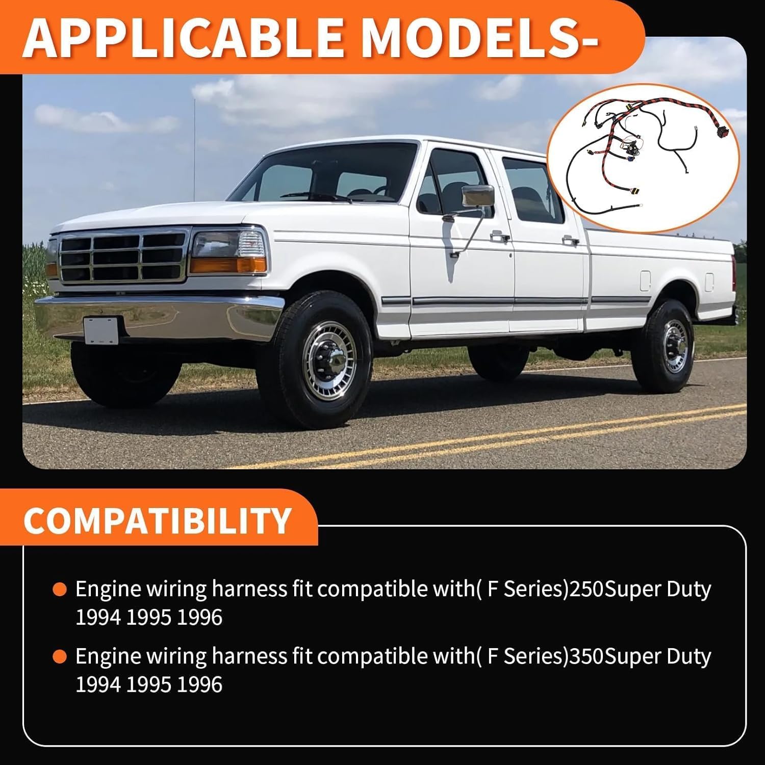Engine Wiring Harness Compatible with 250 350(Fit F Series) 1994-1996 Super Duty 7.3L S/D Direct Injected Turbo Diesel F6TZ-9A451-F