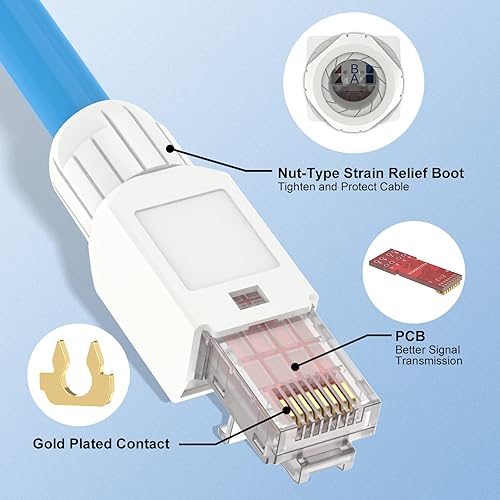 Miniatura 4 de VCELINK Conector RJ45 sin herramientas, enchufe de terminación de campo CAT6, enchufe modular chapado en oro, herramienta de conector UTP CAT6 Menos