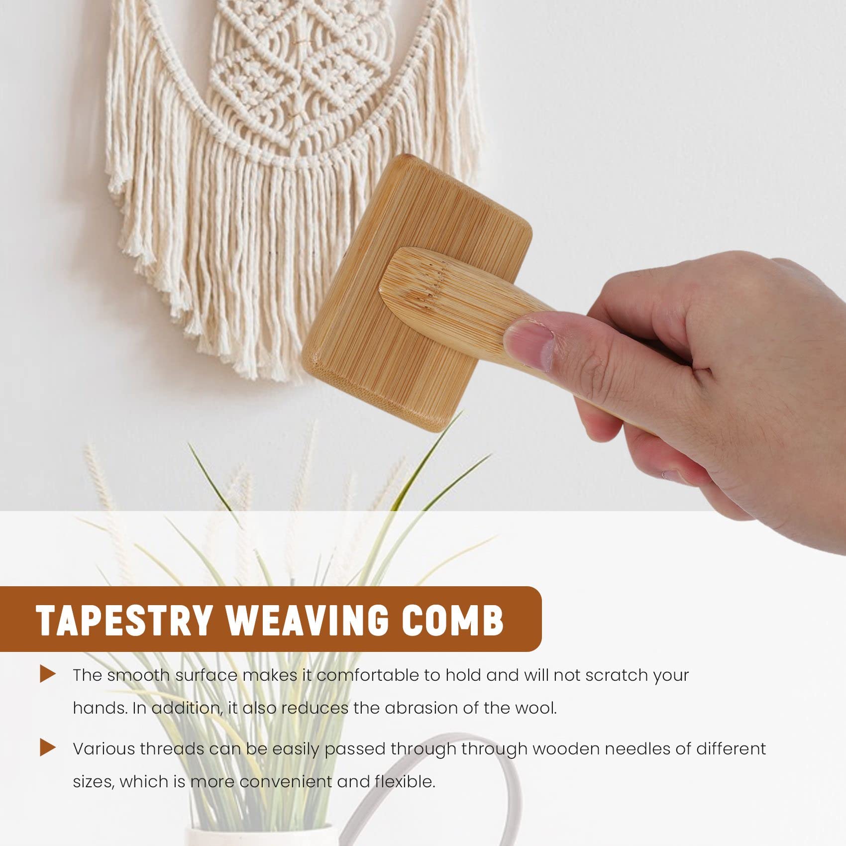 Nagoyuki Pettine per Tessitura Arazzo Macrame Slicker Brush Corda di Cotone Pettine Nodo Aperto Accessori per Maglieria Intrecciato DIY