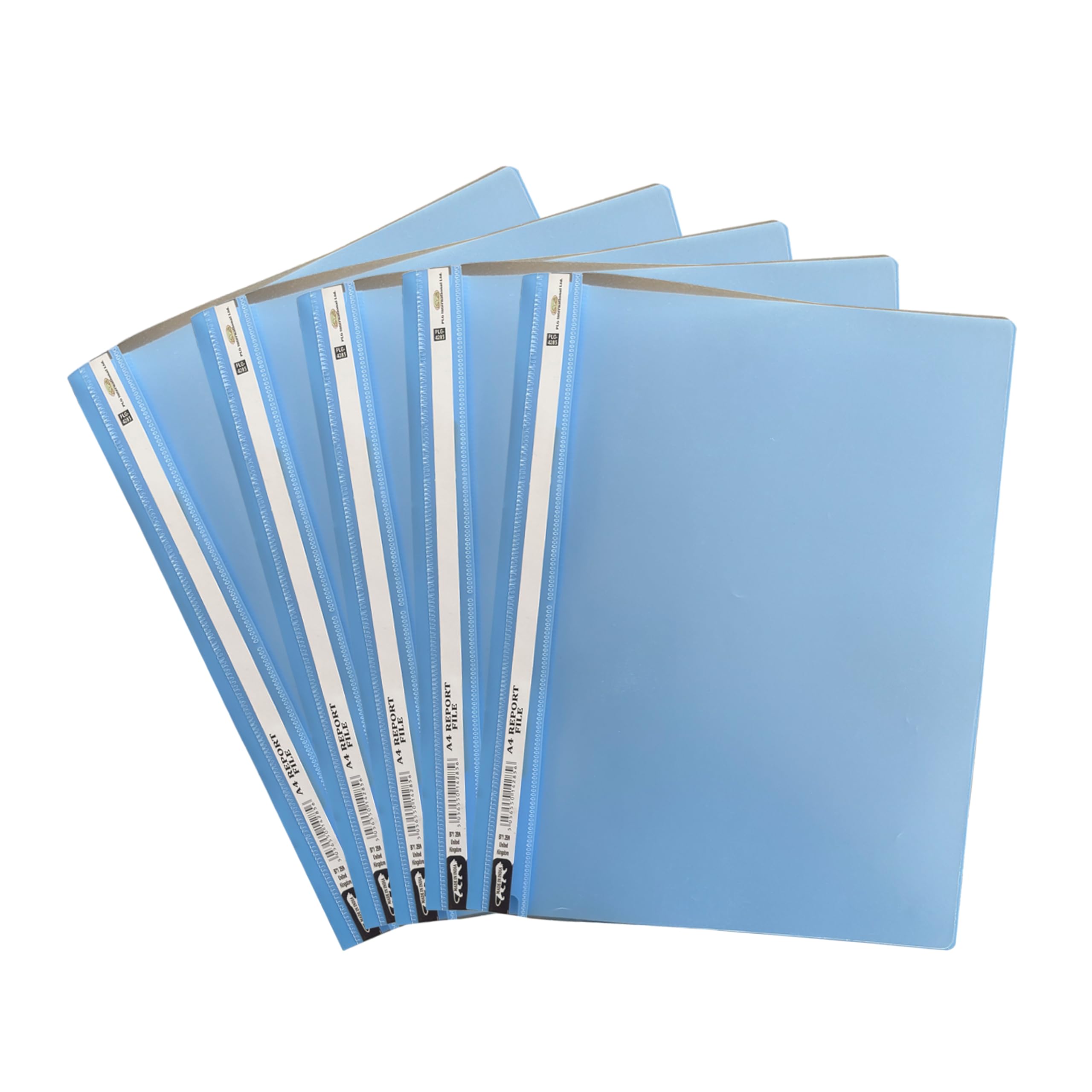 Eason BROS A4 Project Report Files - Plastic Presentation Document with Transparent Front Cover & 2-Prong Mechanism | Durable Folders for Office Reports, Coursework & Paper Storage - (24, Sky Blue)