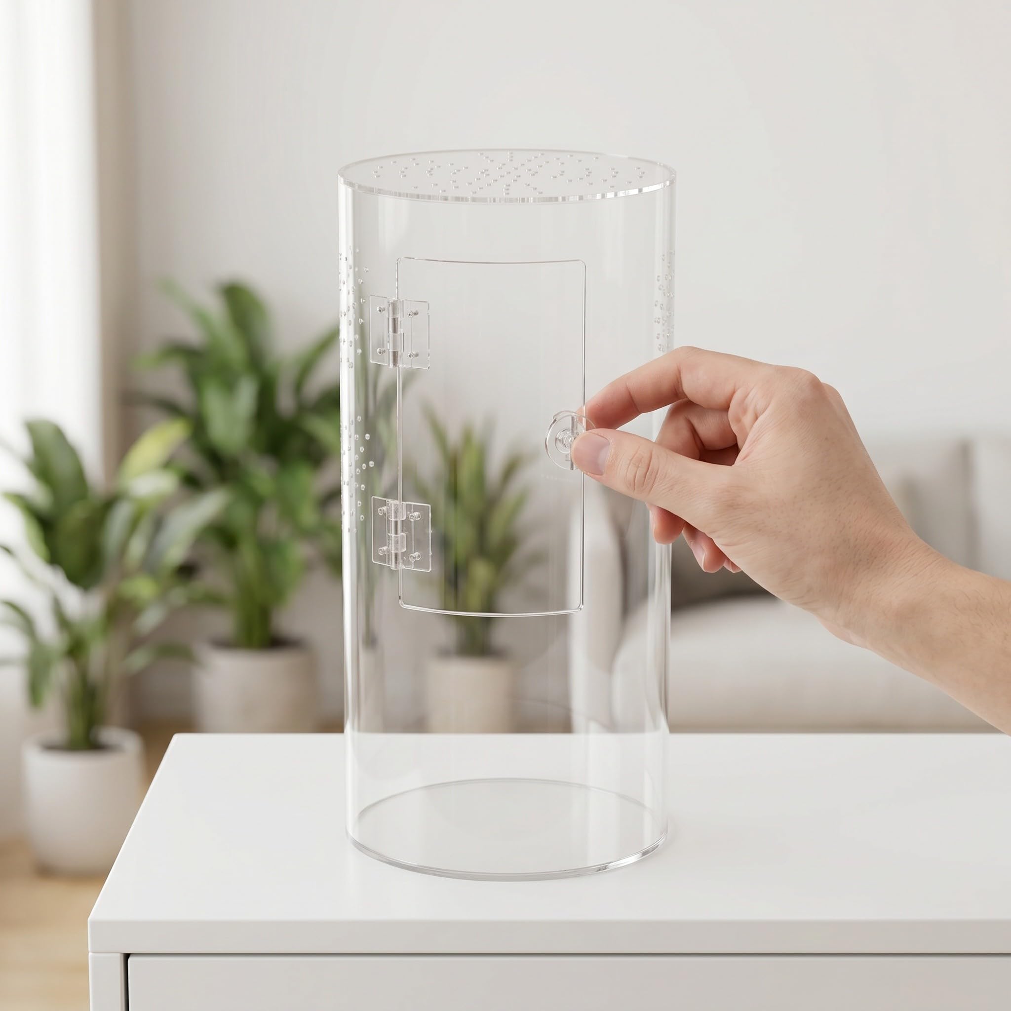 Akrylowy terrarium dla pająków skaczących z wentylowaną pokrywą, przezroczyste siedlisko dla patyczaków, ptaszników, ślimaków i modliszek, małe terrarium do hodowli, 6x6x12 cali