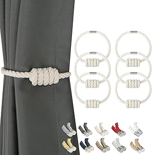 BEL AVENIR Magnetic Cotton Curtain Tiebacks, Decorative Drapery Holdback...