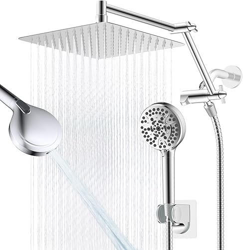 Miniatura 17 de iFealClear Cabezal de ducha filtrado de lluvia de metal, cabezal de ducha de lluvia de alta presión de 10 pulgadas con rociador de mano, lavado