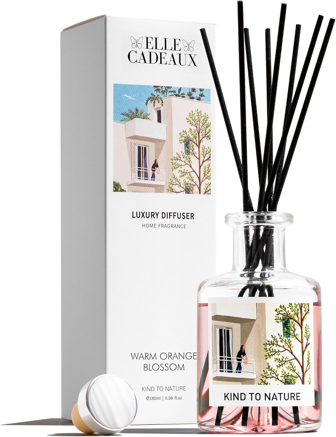Peony Garden Oil Reed Diffuser | Sweet Floral Scent Essential Oils | Aromatherapy Diffuser & Room Freshener | Home, Bathroom & Office Decor | Housewarming Gift | 6oz