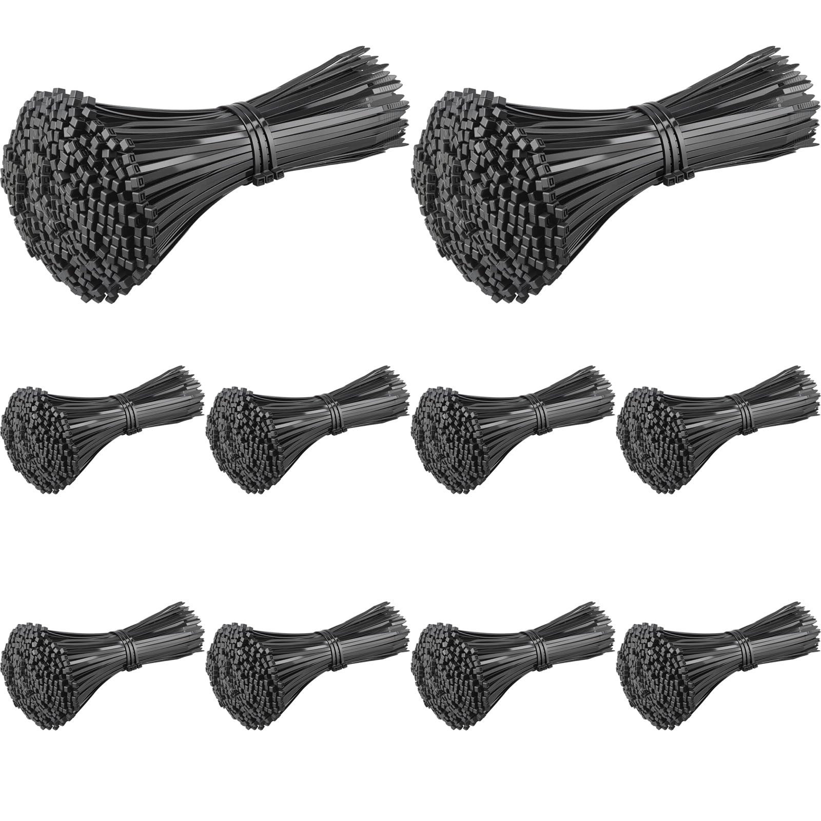 5 bridas de alambre de nailon autoblocantes de 400 mm, color negro, 10 x 250 unidades