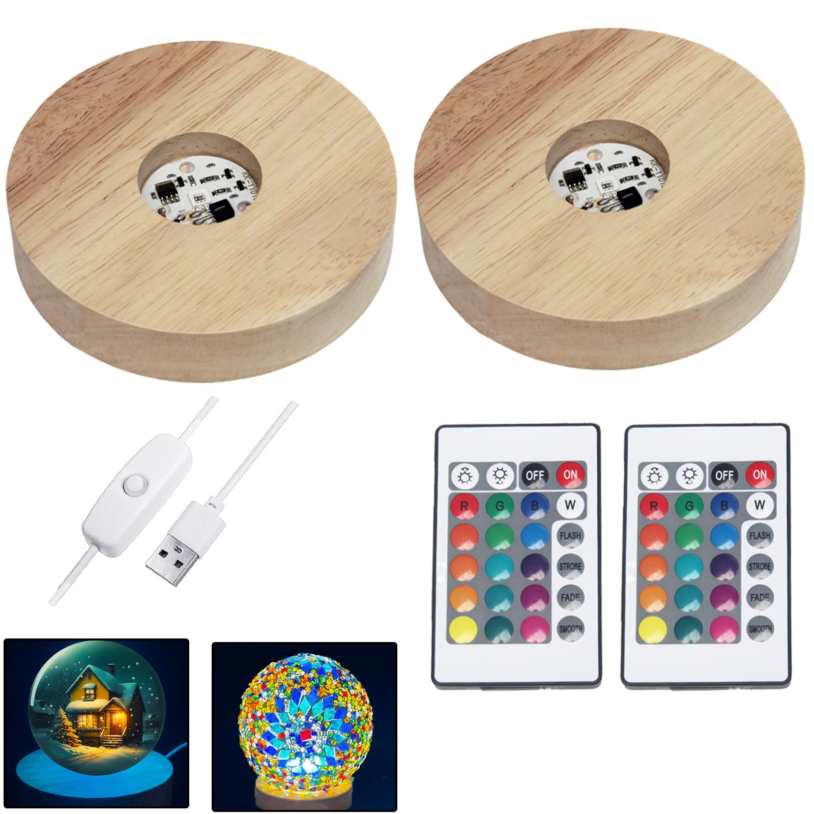 Base de luz LED multicolor con mando para resaltar arte de resina