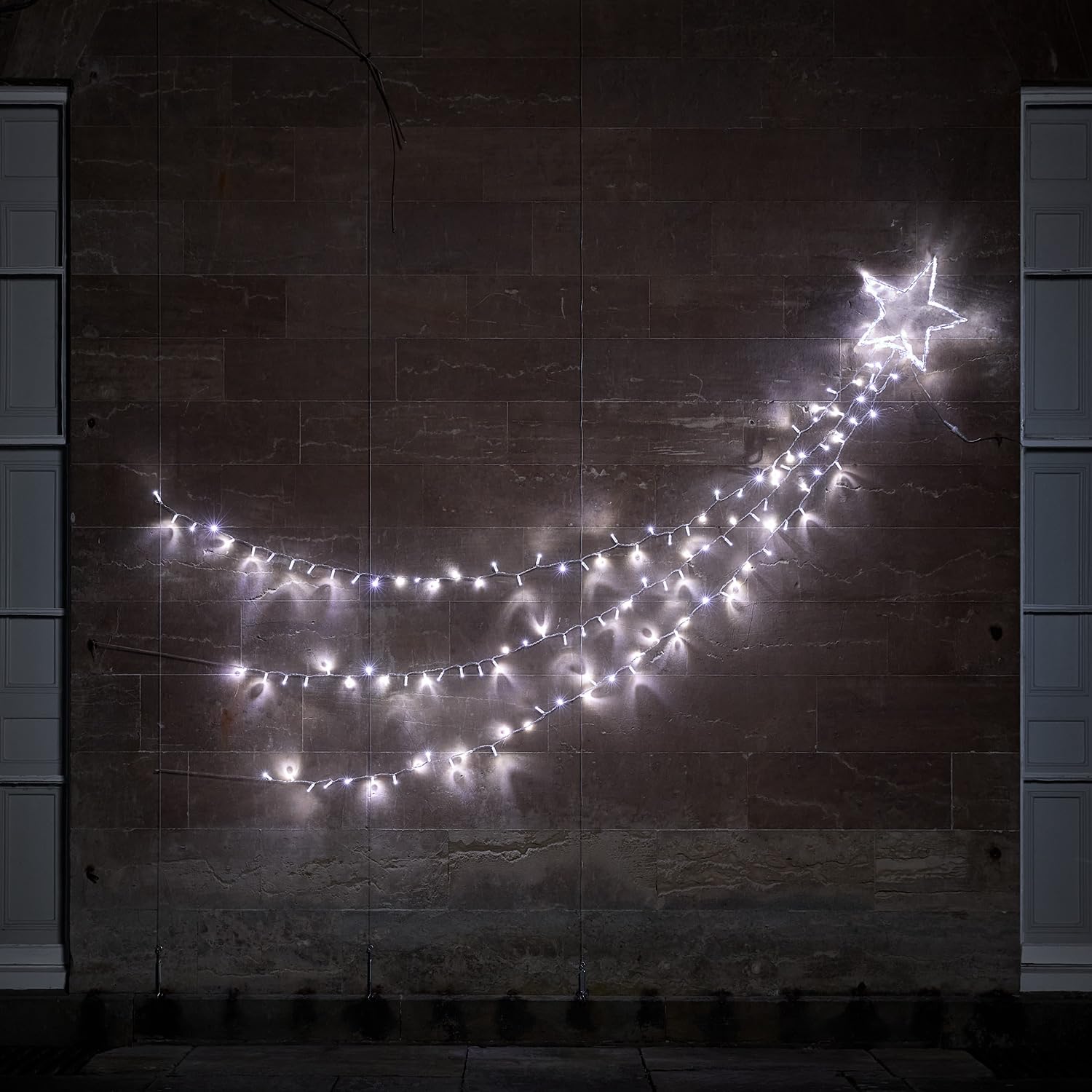 Lights4fun 300cm Dual LED Sternschnuppe Stern Silhouette mit Fernbedienung und Timer Strombetrieben Weihnachten Advent Christfest Weihnachtsdeko Außen Stern Outdoor LED