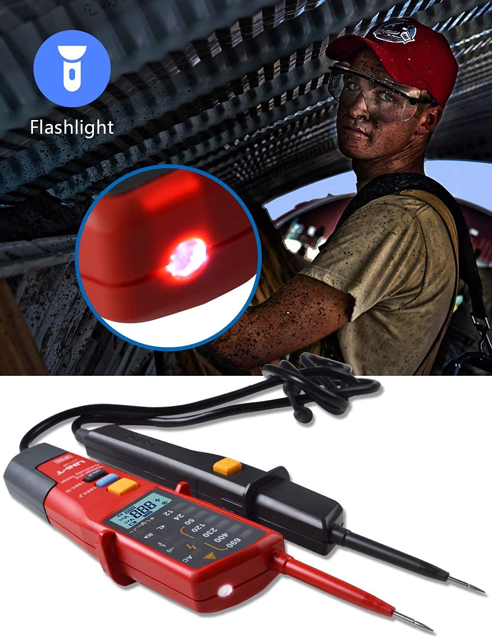 UNI-T Uni-trend Multimeter clamp meter UT15B UT15C AC/DC Voltage Tester UT18D UT18C UT18E RCD Handheld Digital Multimeter 690V Display Continunity Voltmeter(UT18C)