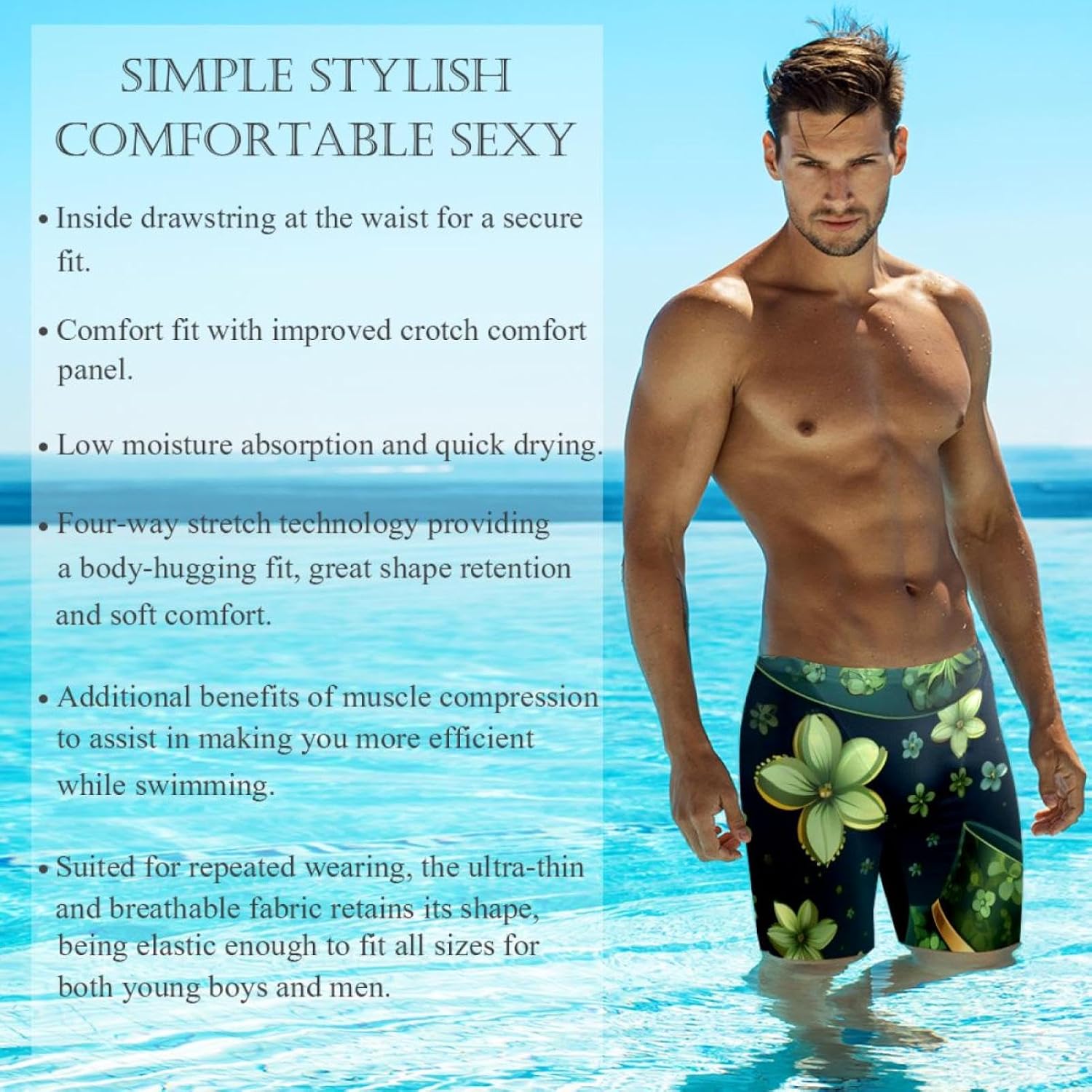 St Patrick's Day Jammers for Men, Size S to 3XL Swim Jammer Swimsuit for Practice and Competition Swimming