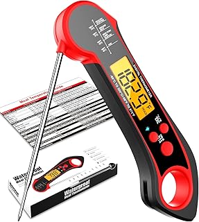 Meat Thermometer Digital, Biison Instant Read Meat Thermometer, Waterproof, Backlight, Ultra-Fast Accurate Foldaway Probe Meat Thermometer for Grilling, Suitable for use in Kitchen Frying, Grilling