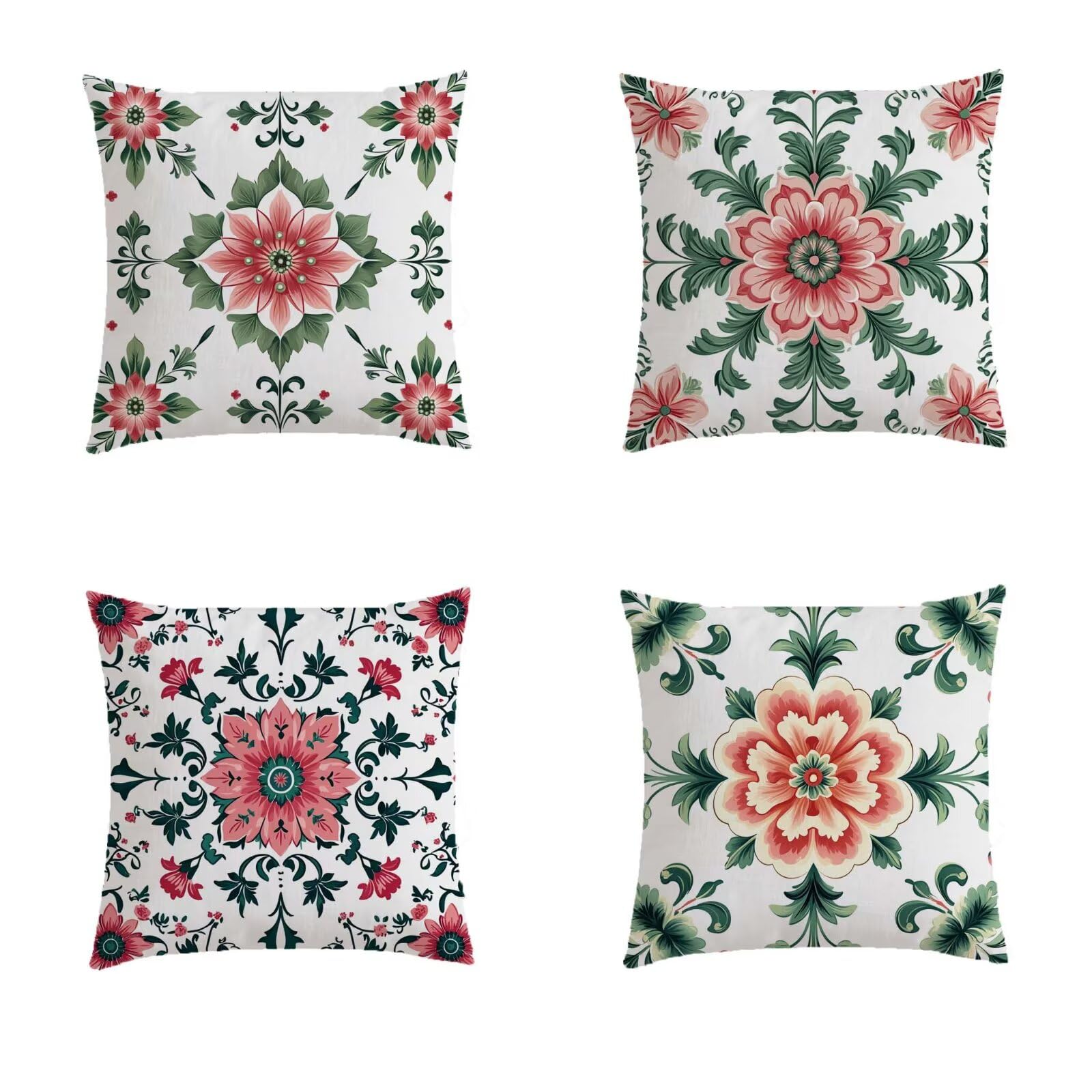 Housse coussin 50x50cm mandala rose pour sublimer le salon de jardin et le banc