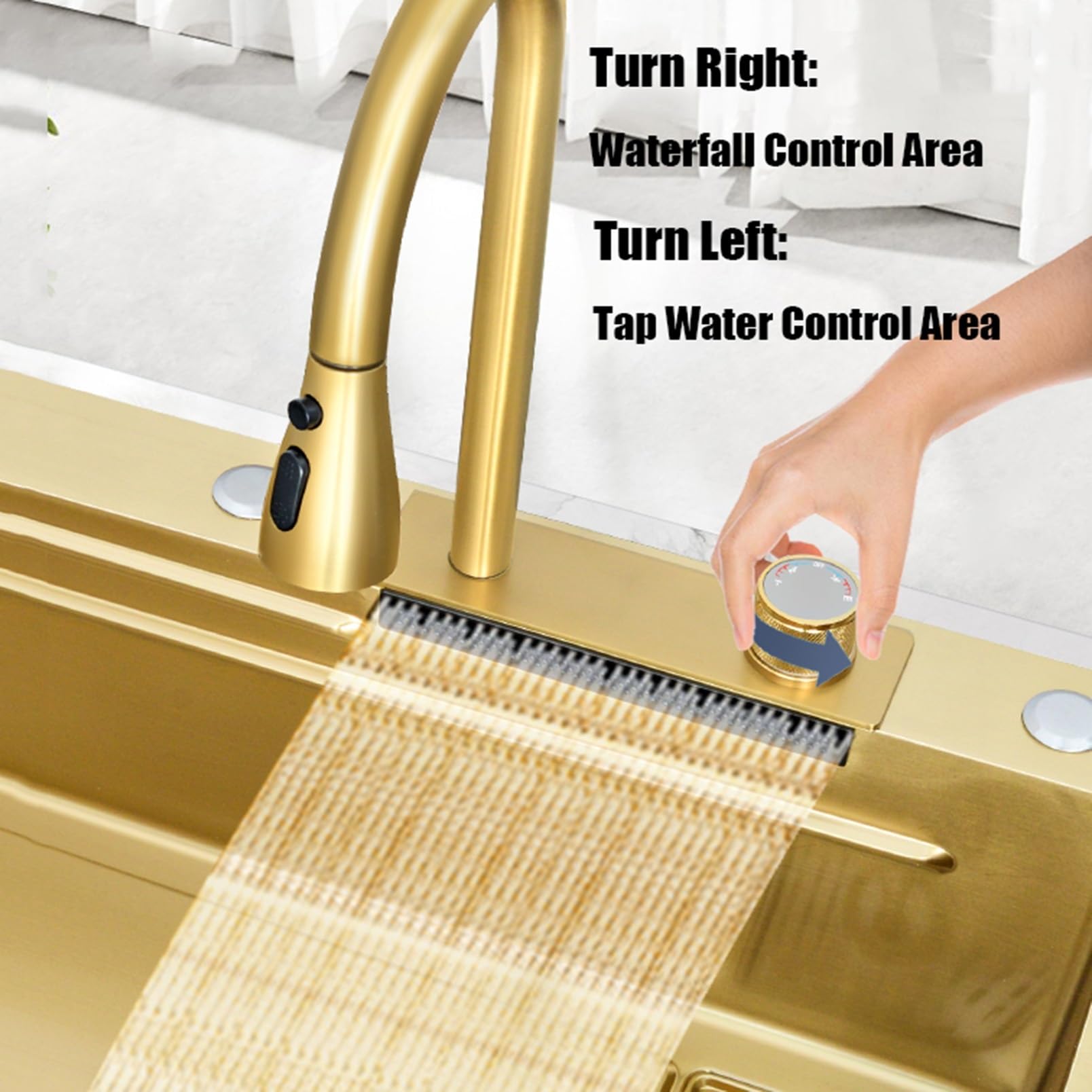 Golden Sink - Fregadero de cocina de acero inoxidable 304 con una sola ranura de 4 mm de grosor