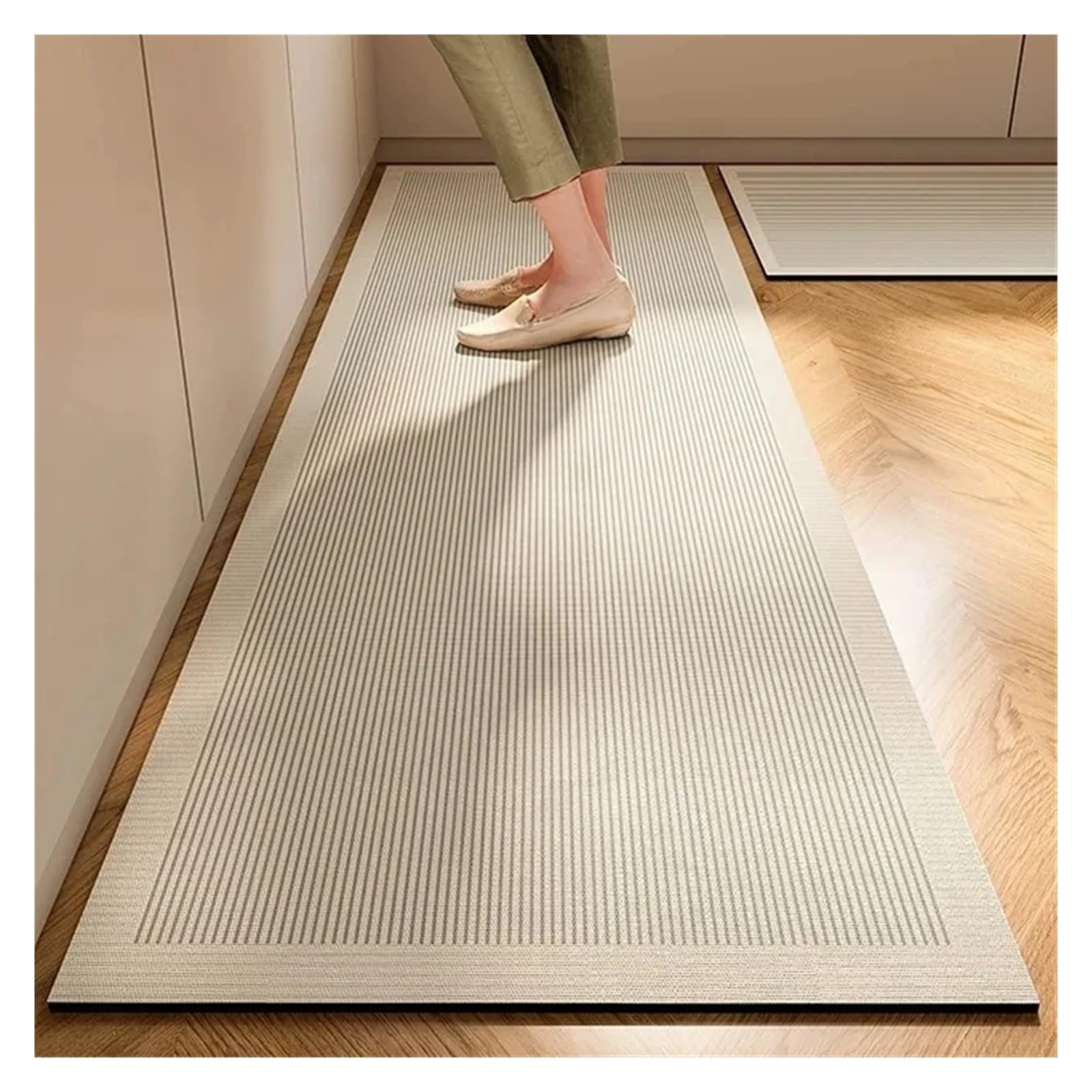 Alfombra de cocina superabsorbente de diatomeas en gris claro de 40x120cm