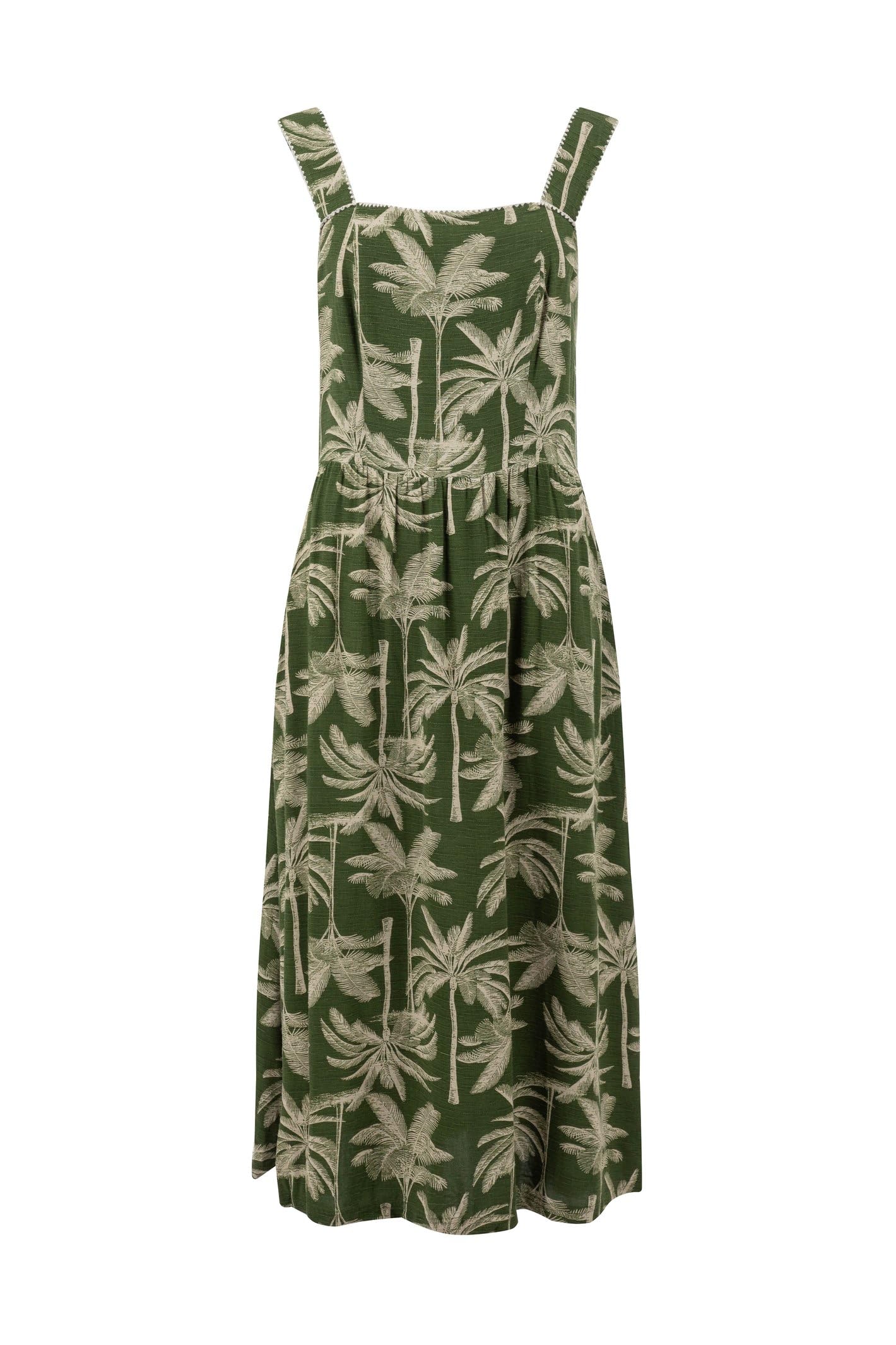 Weird Fish Tatum Printed Square Neck Midi Dress Ginko Green Size 16
