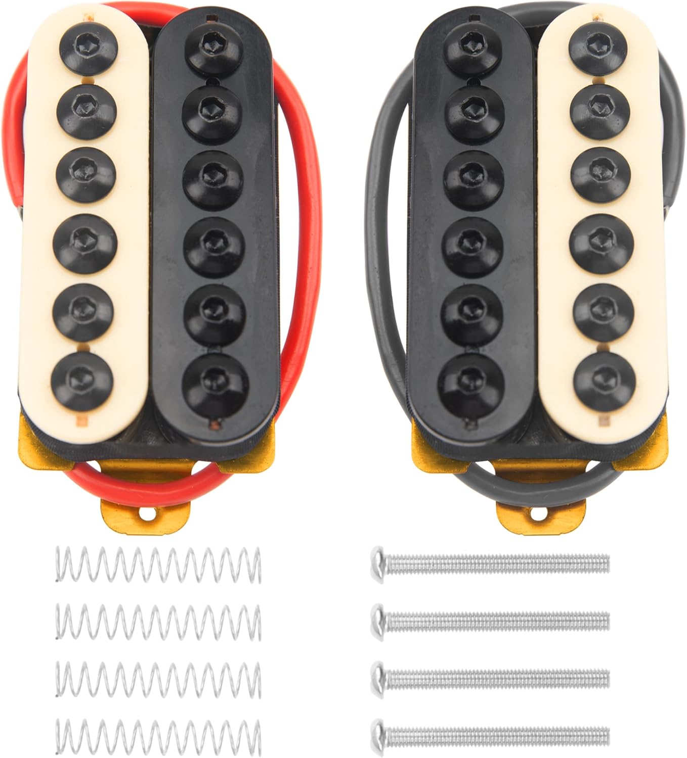 2Pcs Yootones Adjustable Electric Guitar Humbucker Double Coil Pickup Neck 50mm Bridge 52mm Compatible with ST SQ LP Guitar Instrument (Yellow Black)