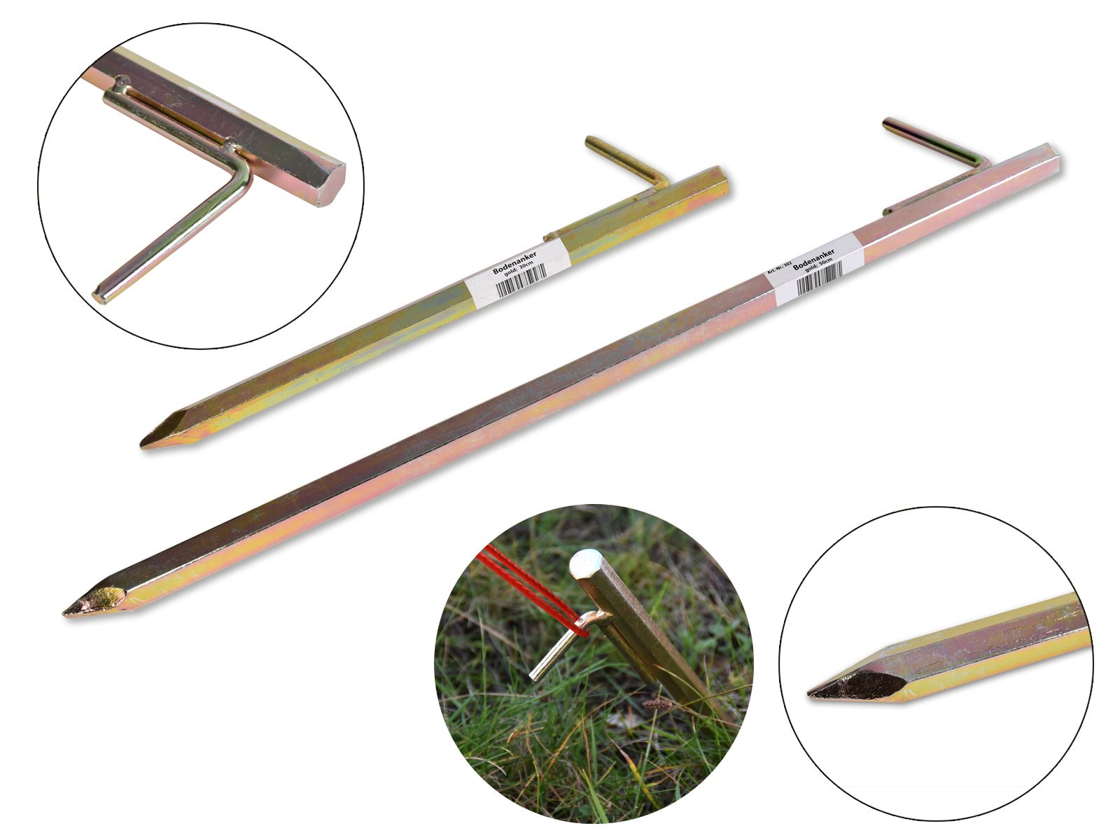 Bodenanker Heringe 30cm -K&B Vertrieb- Erdnagel Erdanker Erdspieß Bauanker Nagel Zelt Zelthering 303 (15 Stück)
