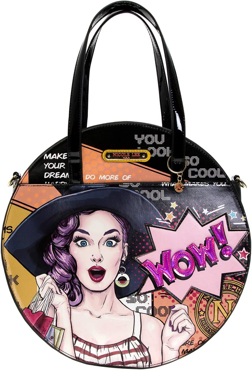 Top Handle Pop Art Circle Handbag