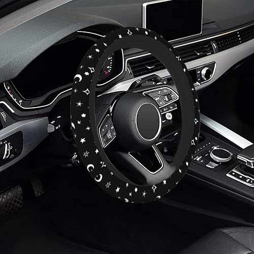 Miniatura 4 de Funda para volante de luna y estrella, accesorios de automóvil de 15 pulgadas para mujeres y niñas, universal, antideslizante, de neopreno,