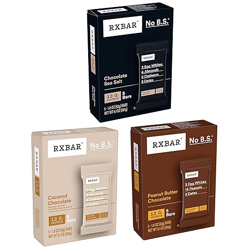 Vista 24 de RXBAR Barras de proteínas, 0.44 onzas de proteína, aperitivos sin gluten, sal marina de chocolate (6 cajas, 30 barras)