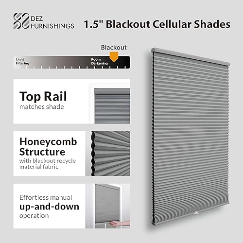 Miniatura 2 de DEZ Furnishings QMGR240840 - Persiana opaca inalámbrica de 1.5 pulgadas, gris ancla, 24 pulgadas de ancho x 84 pulgadas de alto