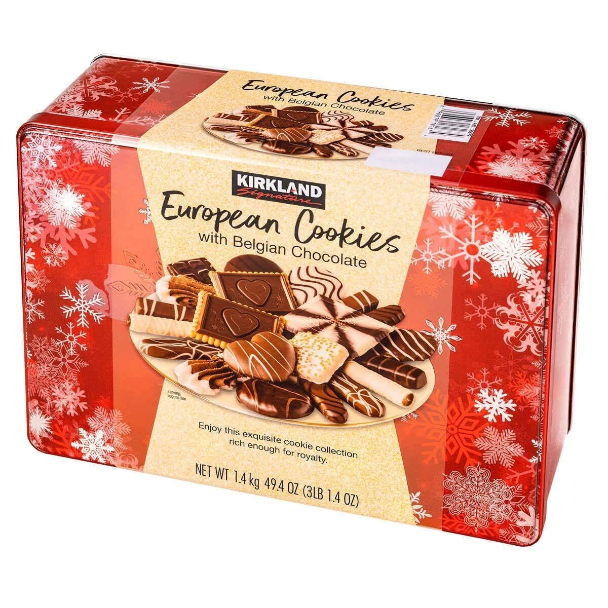 Luxury Assortment Of Europeen Christmas Chocolate Cookie- ( Christmas cookie Assortment ) - Kirkland Signature European Cookies With Belgian Chocolate, 49.4 Oun