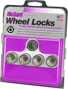 McGard 24014 Wheel Lock Set 9/16-18 NUT UHCUnder Cap Cone SEAT, Silver, 4 Locks / 1 Key
